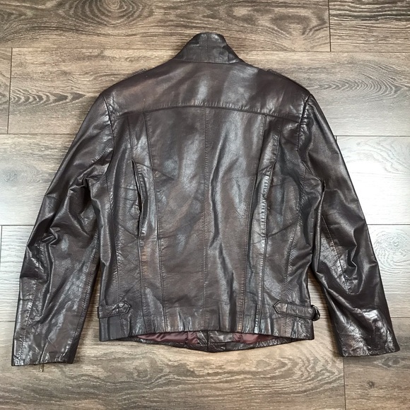 Golden State Men’s Vintage Full Zip Dark Cherry Brown Leather Fashion Jacket 38 - Picture 9 of 12